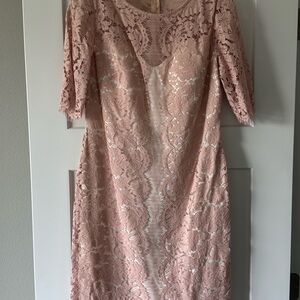 Morgan & Co. Blush Lace Long Sleeve Dress